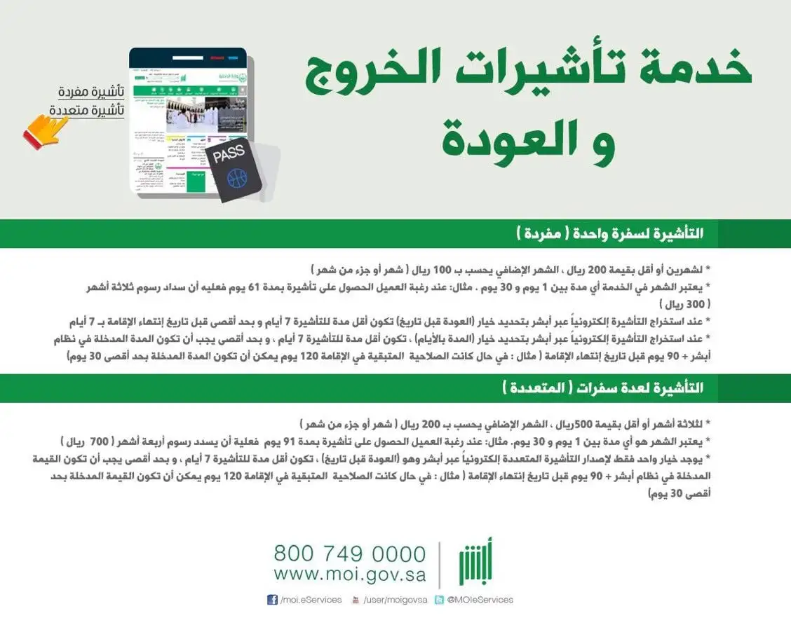 صلاحية تأشيرة الخروج والعودة